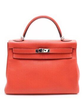 Hermes Kelly 32 2-Way Shoulder Bag Back Retourne Silver Taurillon Clemence Rose